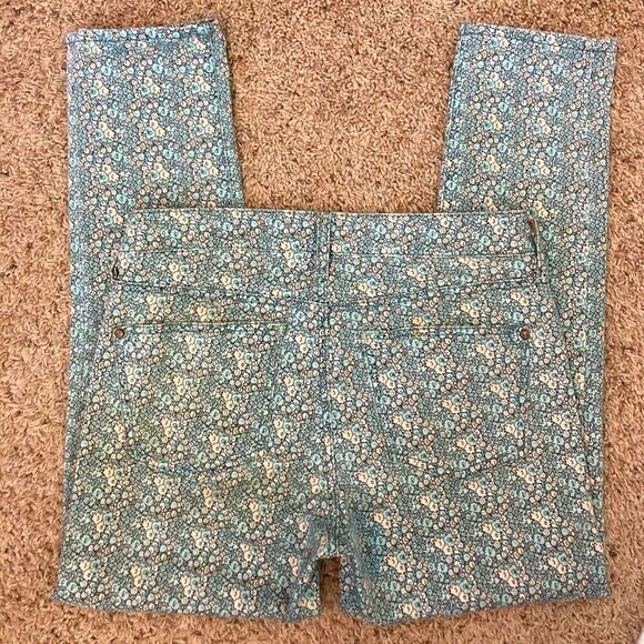 Pilcro & The Letterpress NWOT green and peach tiny floral skinny jeans runs big - Picture 6 of 15